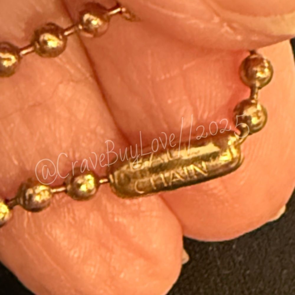 Vintage Coach British Tan leather hangtag with OG “BALL CHAIN” stamped chain. - Picture 5 of 9